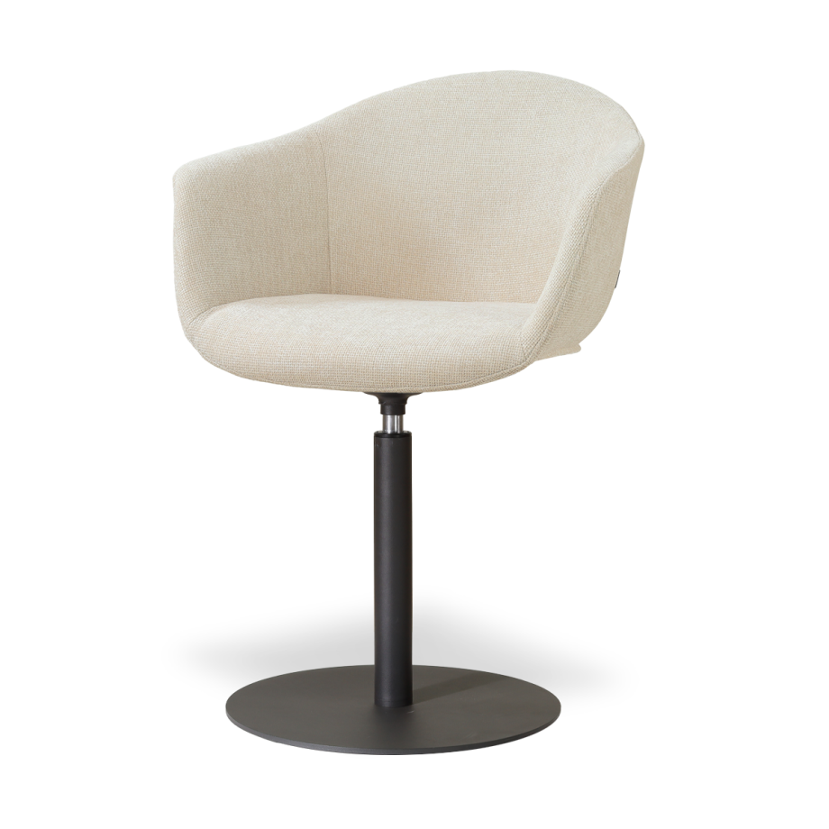 Niva-Otis draaibare tulp eetkamerstoel cottonbeige - mat zwart onderstel afbeelding 1