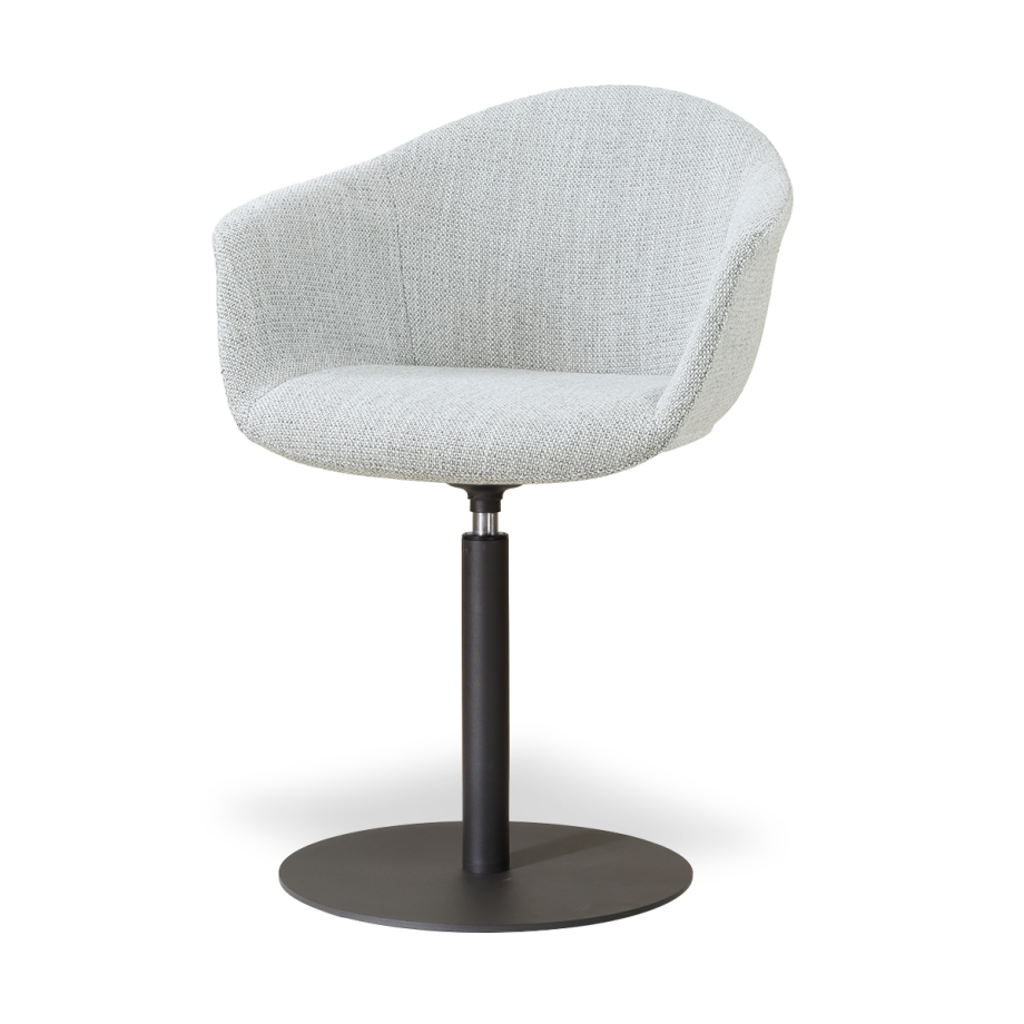 Niva-Otis draaibare tulp eetkamerstoel grijs melange - mat zwart onderstel afbeelding 1