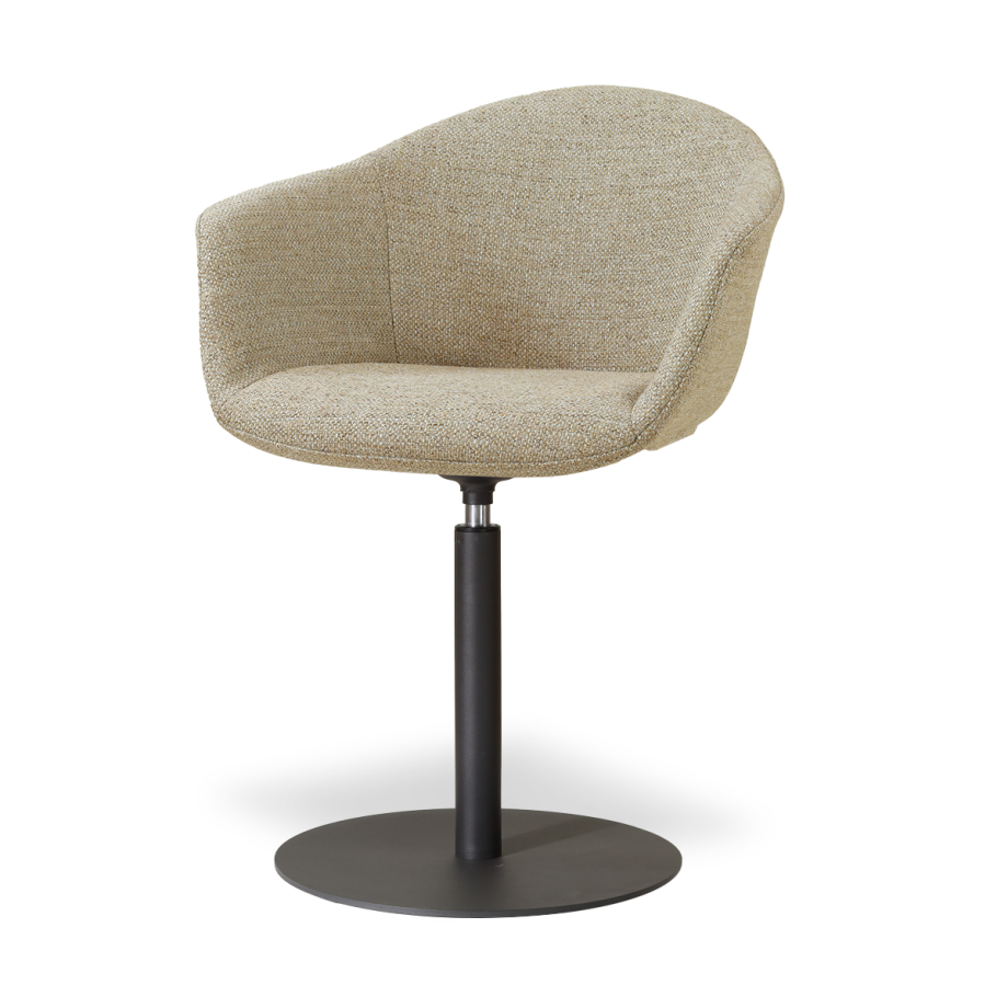 Niva-Otis draaibare tulp eetkamerstoel taupe melange - mat zwart onderstel Niva-Otis draaibare tulp eetkamerstoel taupe melange - mat zwart onderstel afbeelding 1