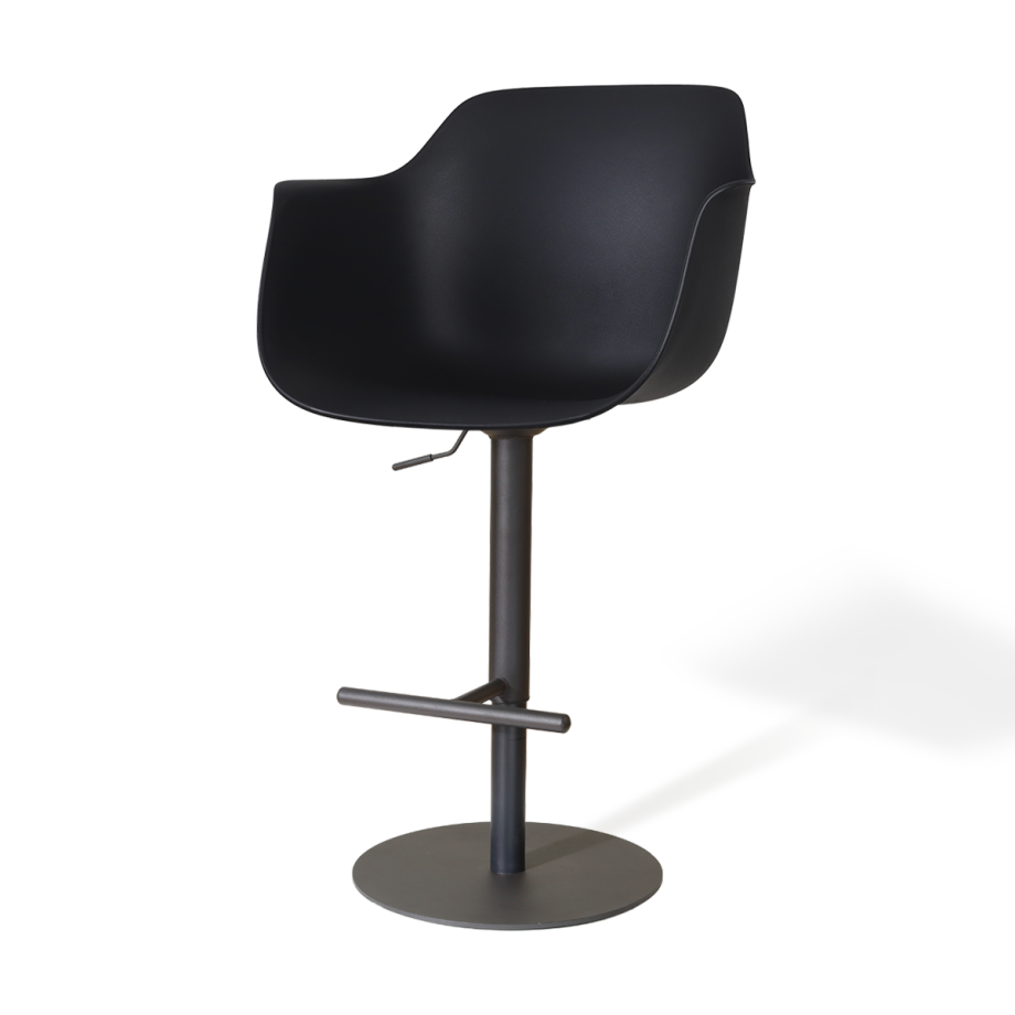 Niva-Puk draaibare tulp barkruk zwart - verstelbaar - mat zwart onderstel Niva-Puk draaibare tulp barkruk zwart - verstelbaar - mat zwart onderstel afbeelding 1