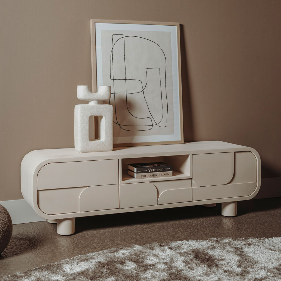 Tower Living TV-meubel 'Alviano' 150cm, kleur Beige Tower Living TV-meubel 'Alviano' 150cm, kleur Beige afbeelding