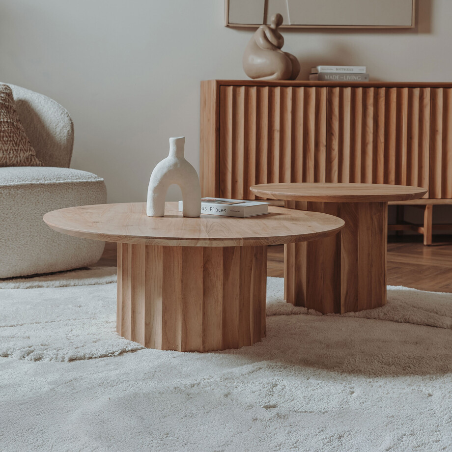 Tower Living Salontafel 'Crotone' Acaciahout, Set van 2 stuks afbeelding 