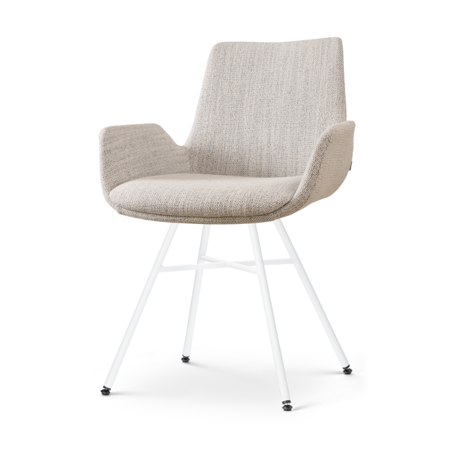 Noa-Eef eetkamerstoel beige gemêleerd - wit onderstel Noa-Eef eetkamerstoel beige gemêleerd - wit onderstel afbeelding 1