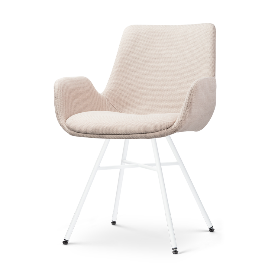 Noa-Eef eetkamerstoel beige - wit onderstel afbeelding 1