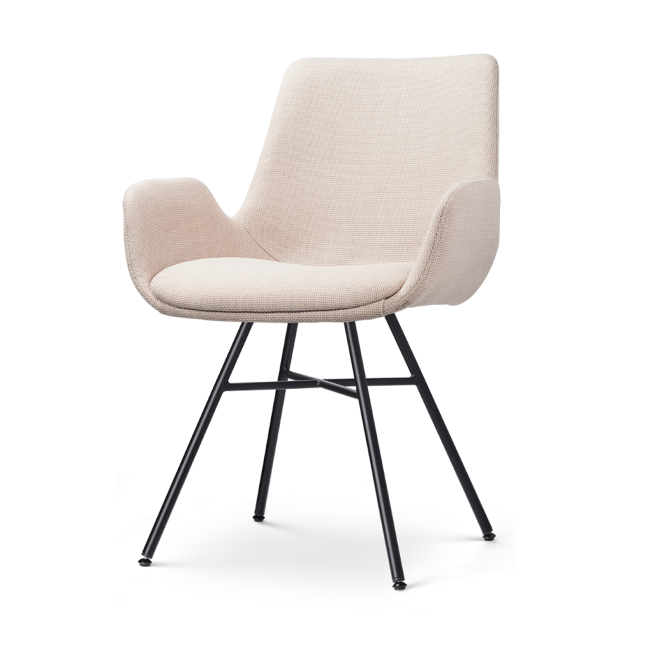 Noa-Eef eetkamerstoel beige - zwart onderstel afbeelding 1