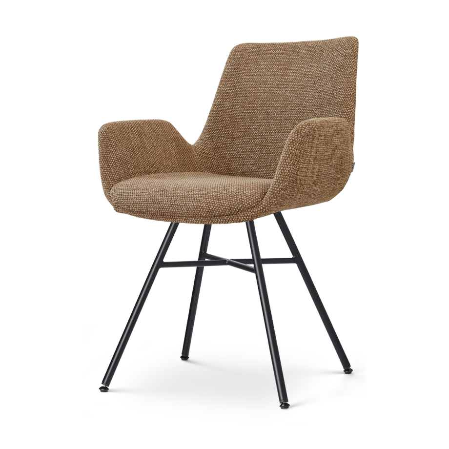 Noa-Eef eetkamerstoel bruin blend - zwart onderstel afbeelding 1
