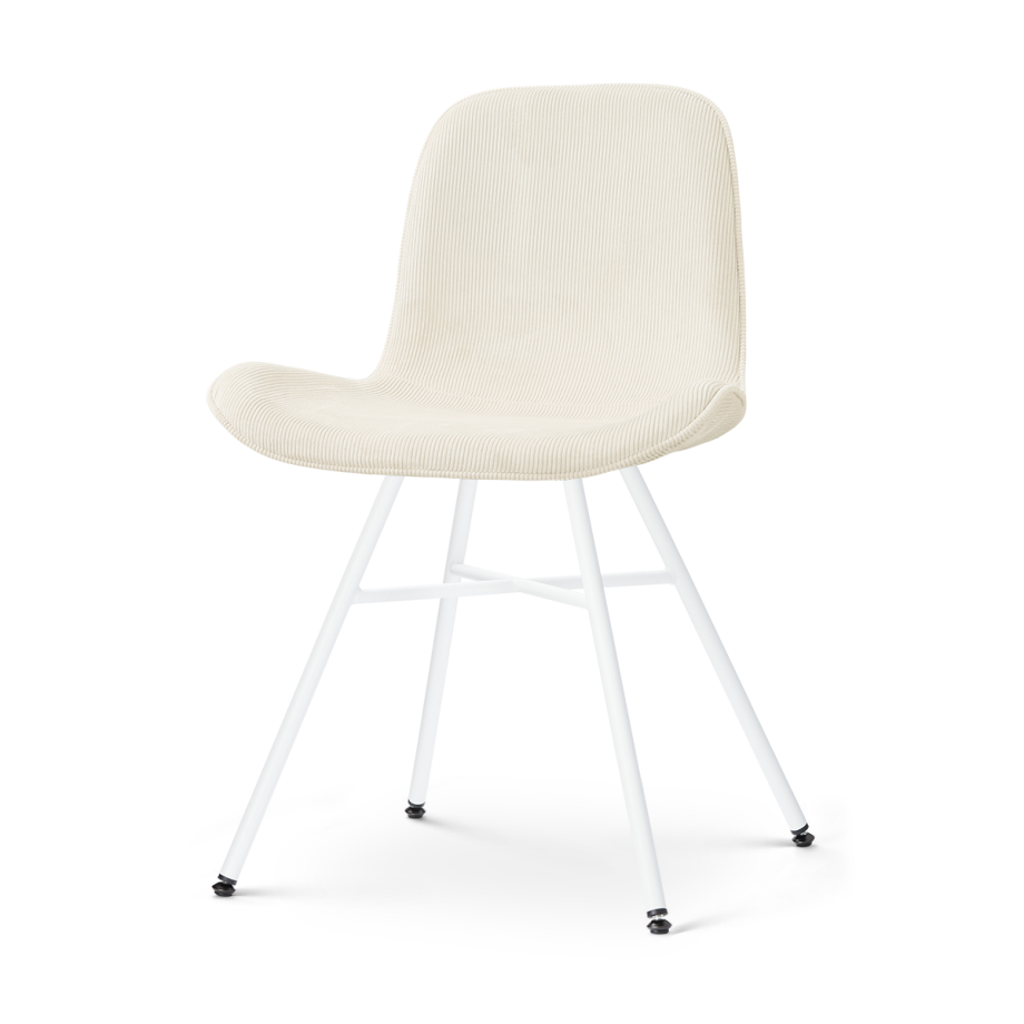 Noa-Fé eetkamerstoel rib beige - wit onderstel Noa-Fé eetkamerstoel rib beige - wit onderstel afbeelding 1