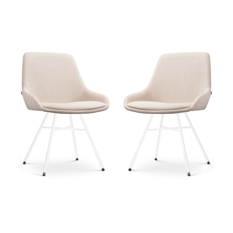 Noa-Isa eetkamerstoel beige - wit onderstel - set van 2 afbeelding 1
