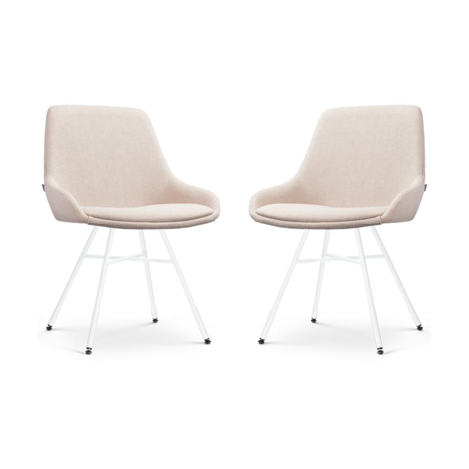 Noa-Isa eetkamerstoel beige - wit onderstel - set van 2 afbeelding 1