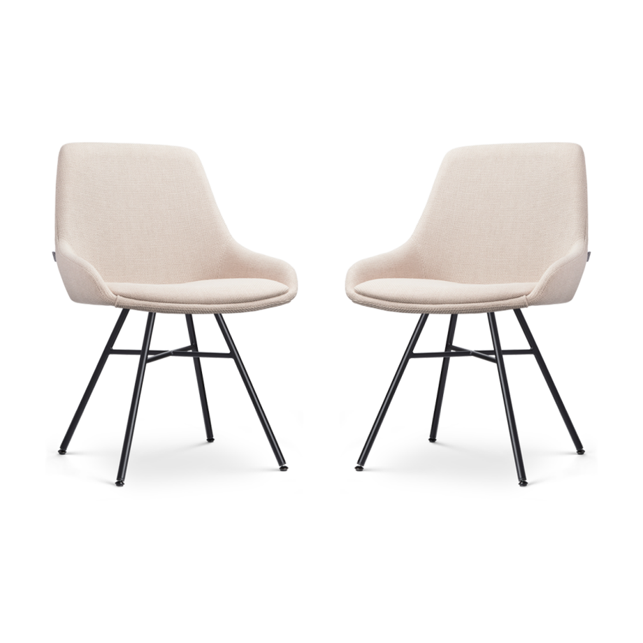 Noa-Isa eetkamerstoel beige - zwart onderstel - set van 2 Noa-Isa eetkamerstoel beige - zwart onderstel - set van 2 afbeelding 1