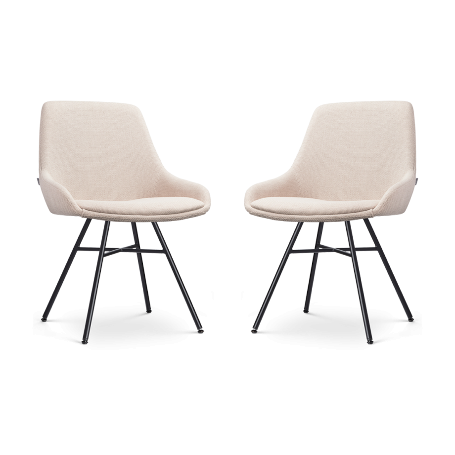 Noa-Isa eetkamerstoel beige - zwart onderstel - set van 2 afbeelding 1