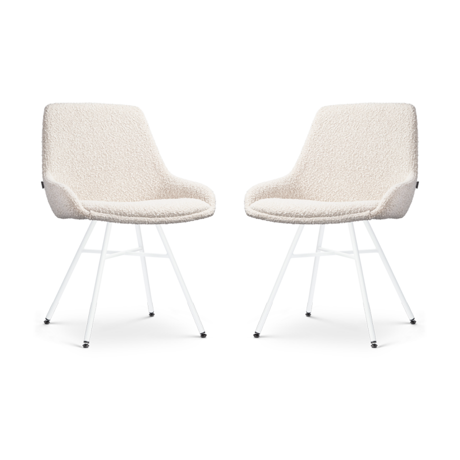 Noa-Isa eetkamerstoel bouclé beige - wit onderstel - set van 2 Noa-Isa eetkamerstoel bouclé beige - wit onderstel - set van 2 afbeelding 1