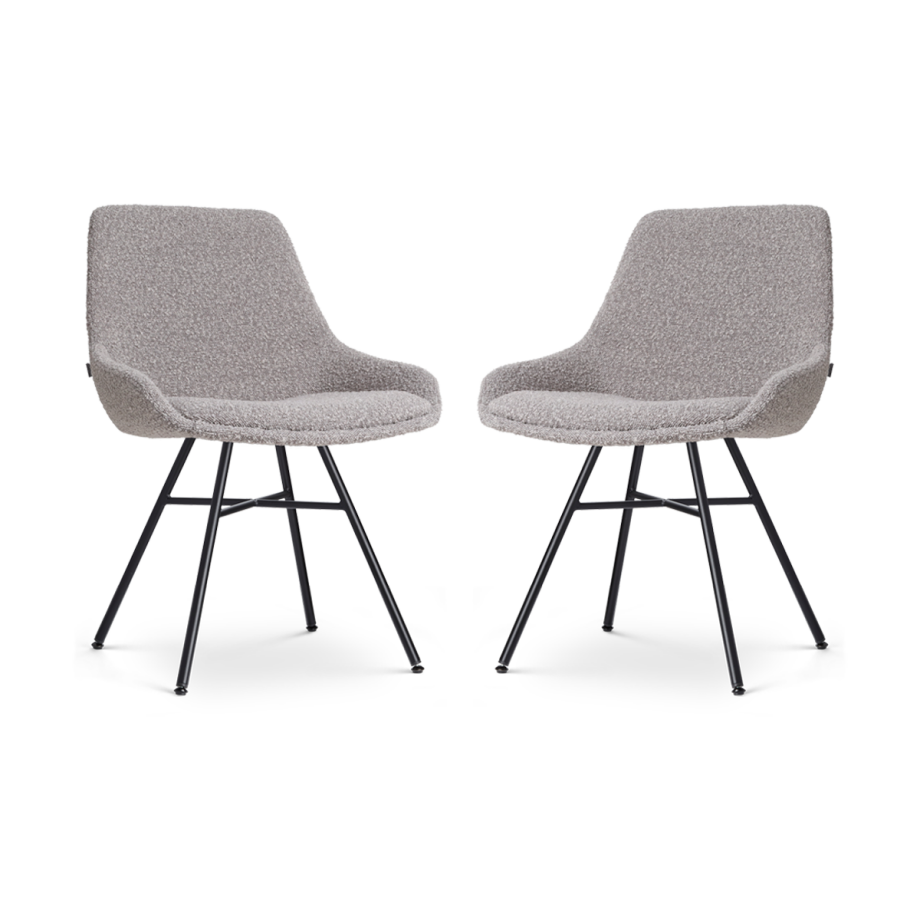 Noa-Isa eetkamerstoel bouclé taupe - zwart onderstel - set van 2 Noa-Isa eetkamerstoel bouclé taupe - zwart onderstel - set van 2 afbeelding 1