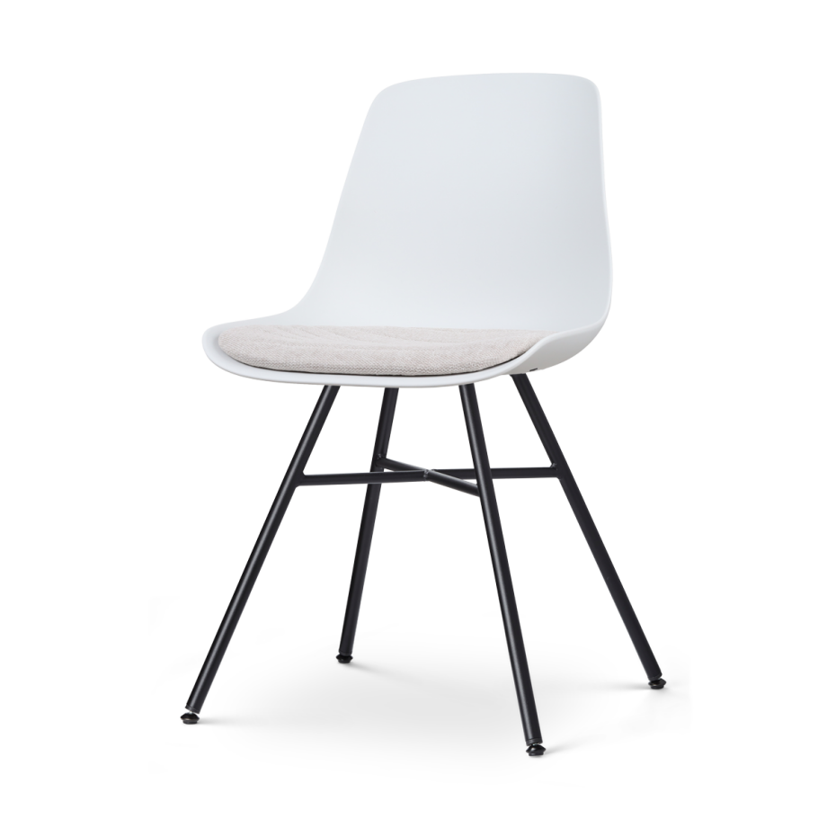 Noa-Liv eetkamerstoel wit met beige zitkussen - zwart onderstel afbeelding 1