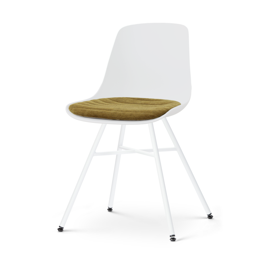 Noa-Liv eetkamerstoel wit met mosgroen zitkussen - wit onderstel afbeelding 1