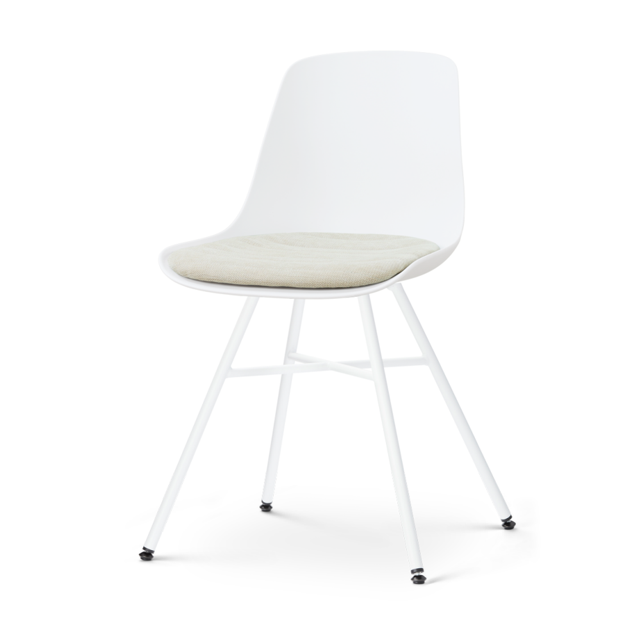 Noa-Liv eetkamerstoel wit met naturelbeige zitkussen - wit onderstel afbeelding 1