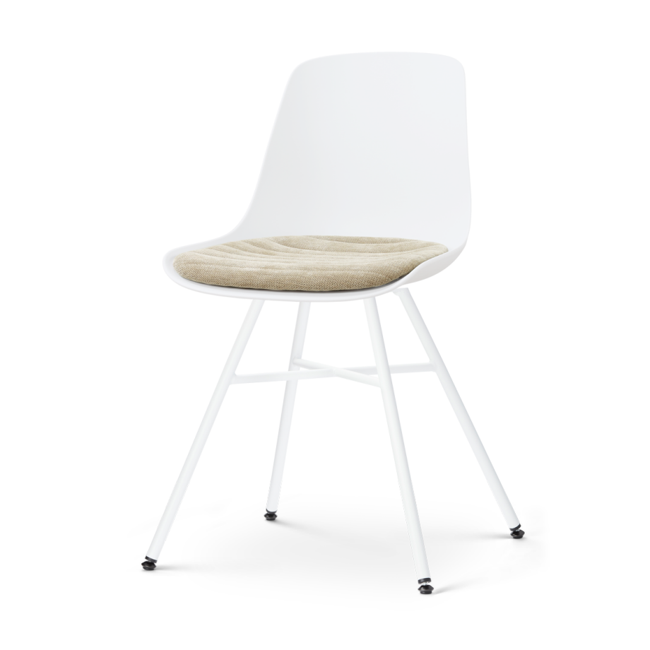 Noa-Liv eetkamerstoel wit met nougatbruin zitkussen - wit onderstel afbeelding 1