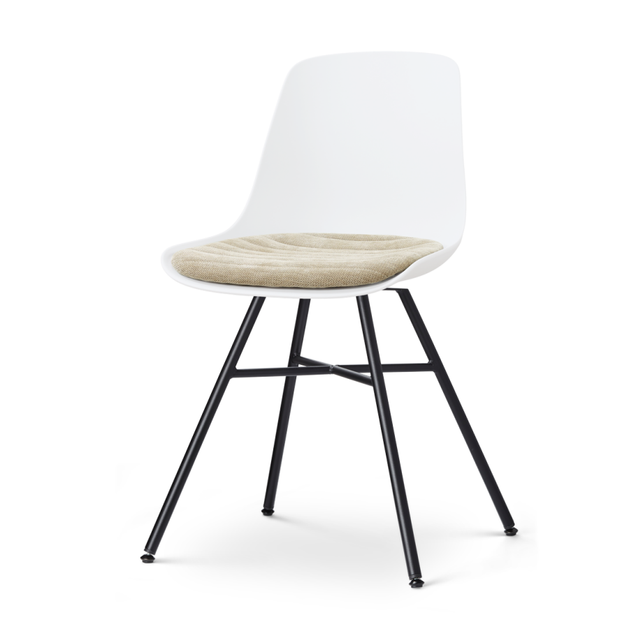 Noa-Liv eetkamerstoel wit met nougatbruin zitkussen - zwart onderstel afbeelding 1