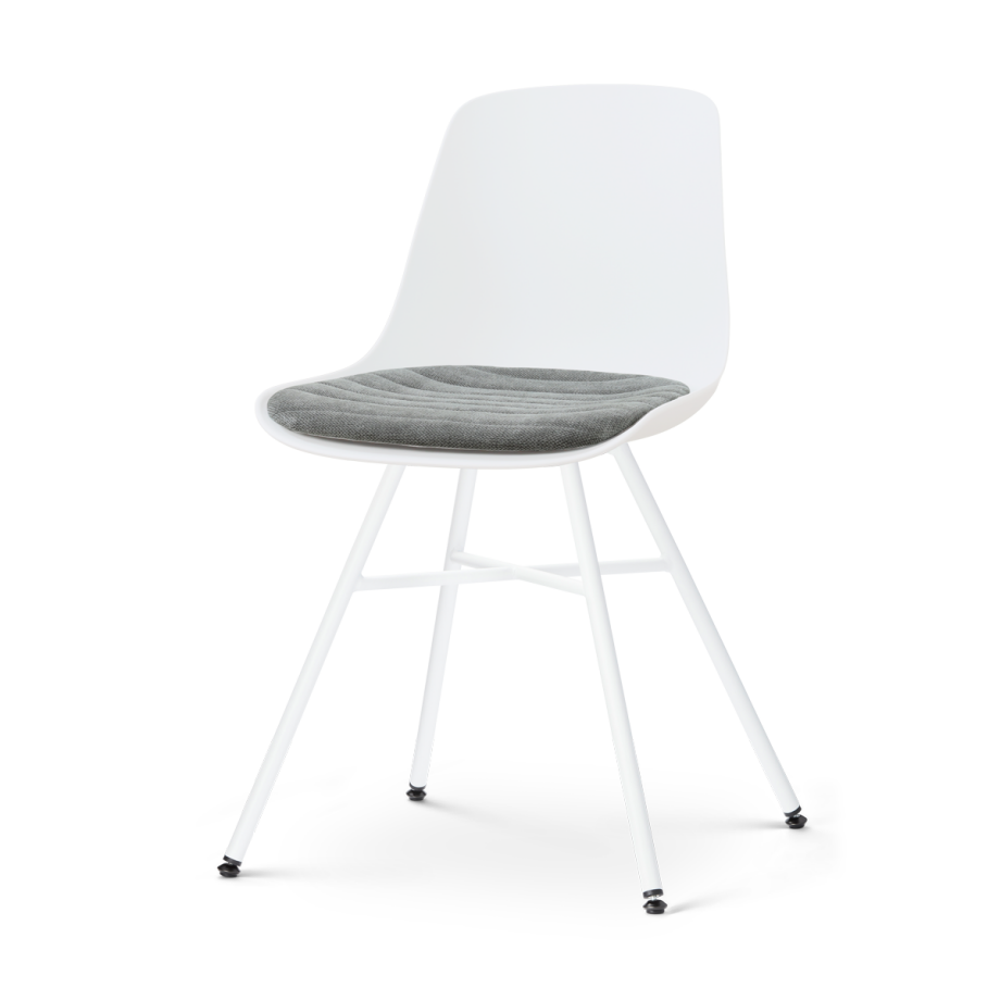 Noa-Liv eetkamerstoel wit met zeegrijs zitkussen - wit onderstel afbeelding 1