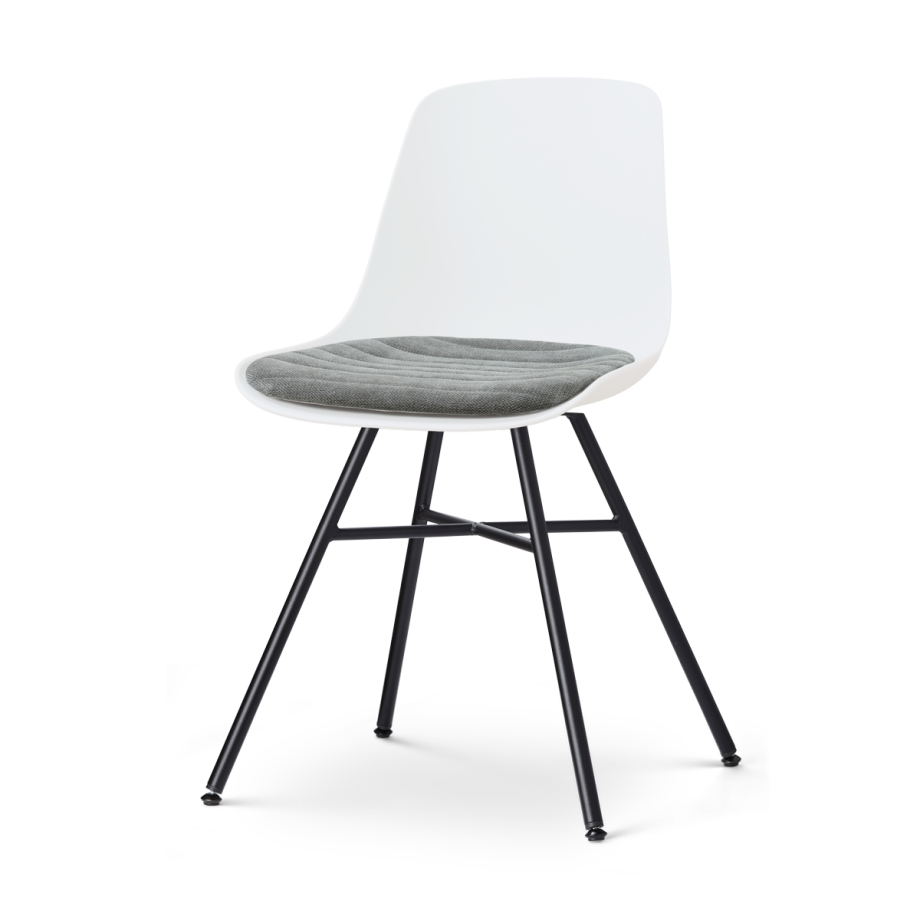 Noa-Liv eetkamerstoel wit met zeegrijs zitkussen - zwart onderstel afbeelding 1