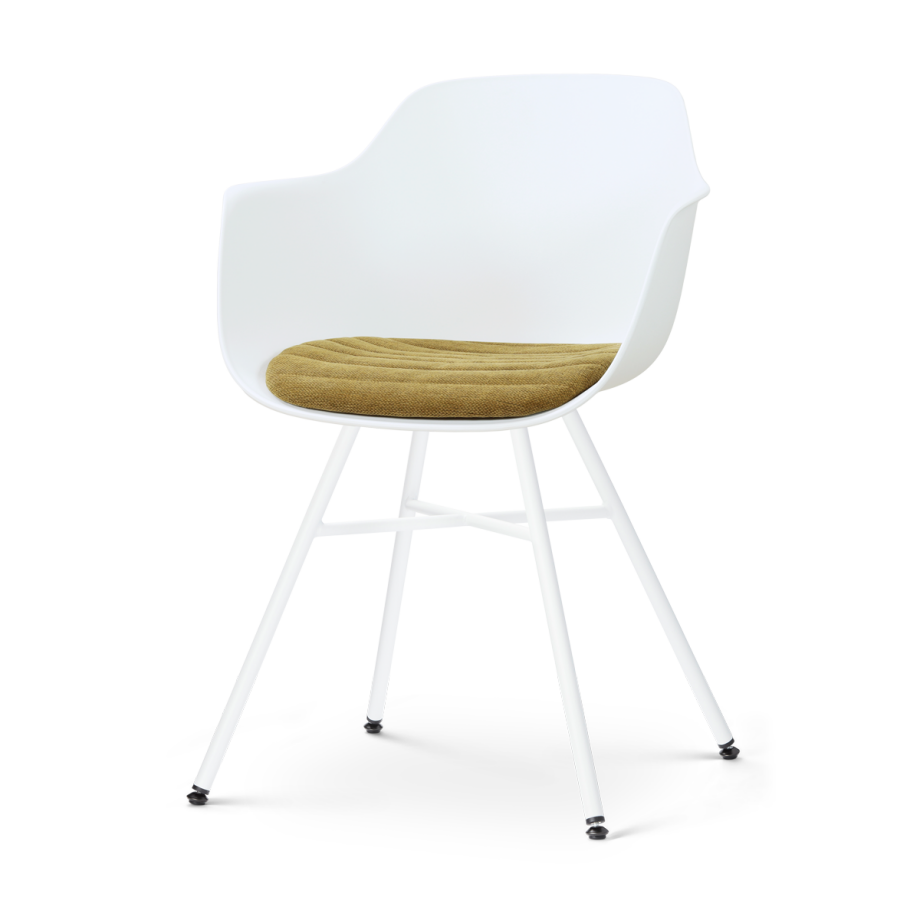 Noa-Liz eetkamerstoel wit met mosgroen zitkussen - wit onderstel afbeelding 1