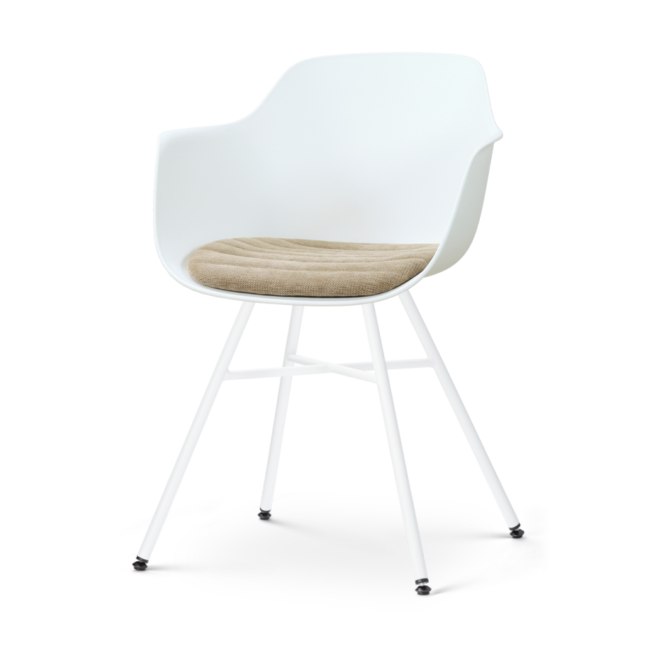 Noa-Liz eetkamerstoel wit met nougatbruin zitkussen - wit onderstel afbeelding 1