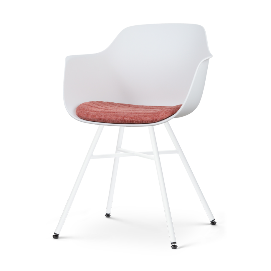 Noa-Liz eetkamerstoel wit met terracotta rood zitkussen - wit onderstel Noa-Liz eetkamerstoel wit met terracotta rood zitkussen - wit onderstel afbeelding 1