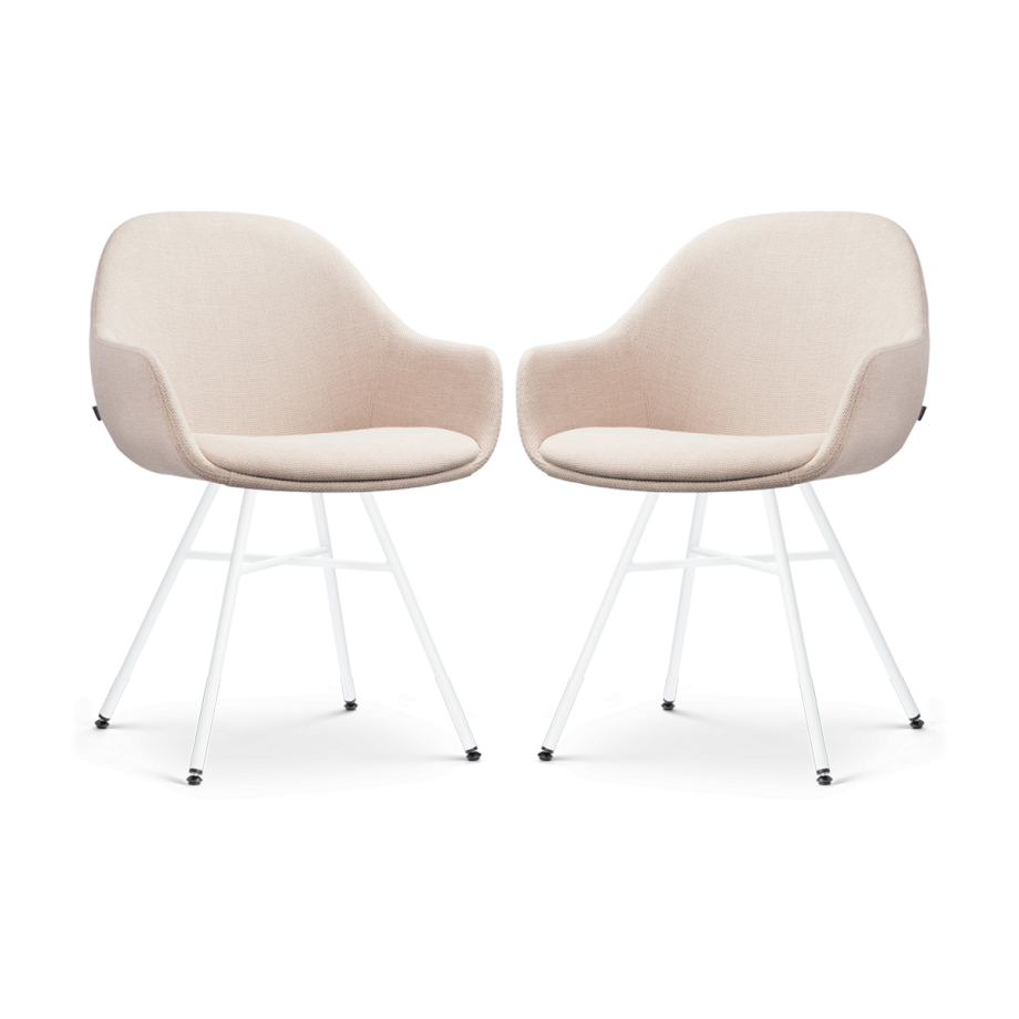 Noa-Mae eetkamerstoel beige - wit onderstel - set van 2 afbeelding 1