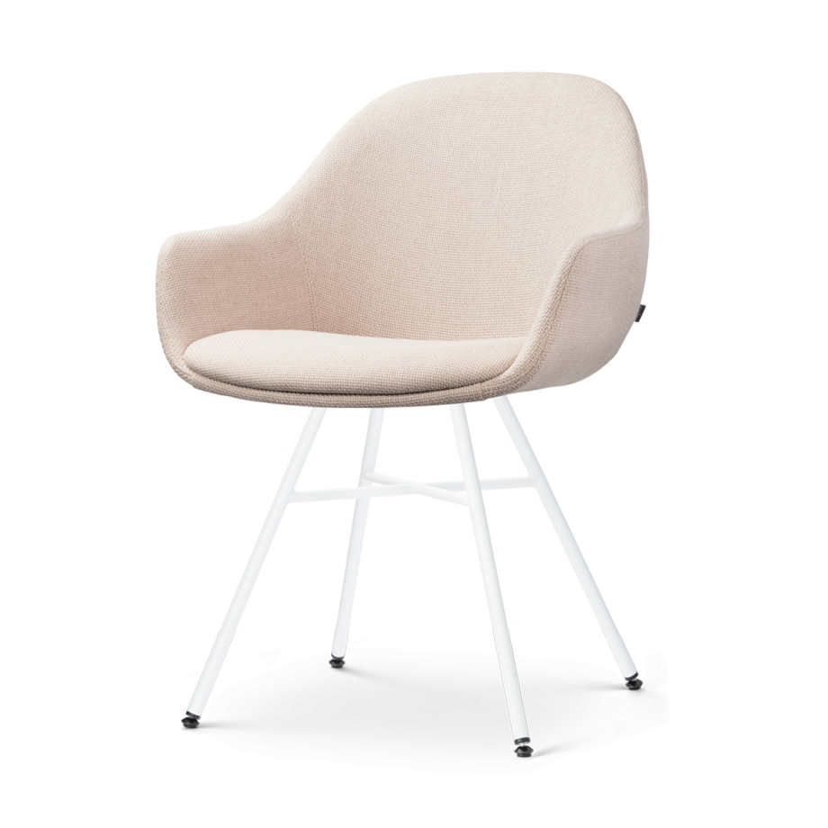 Noa-Mae eetkamerstoel beige - wit onderstel afbeelding 1