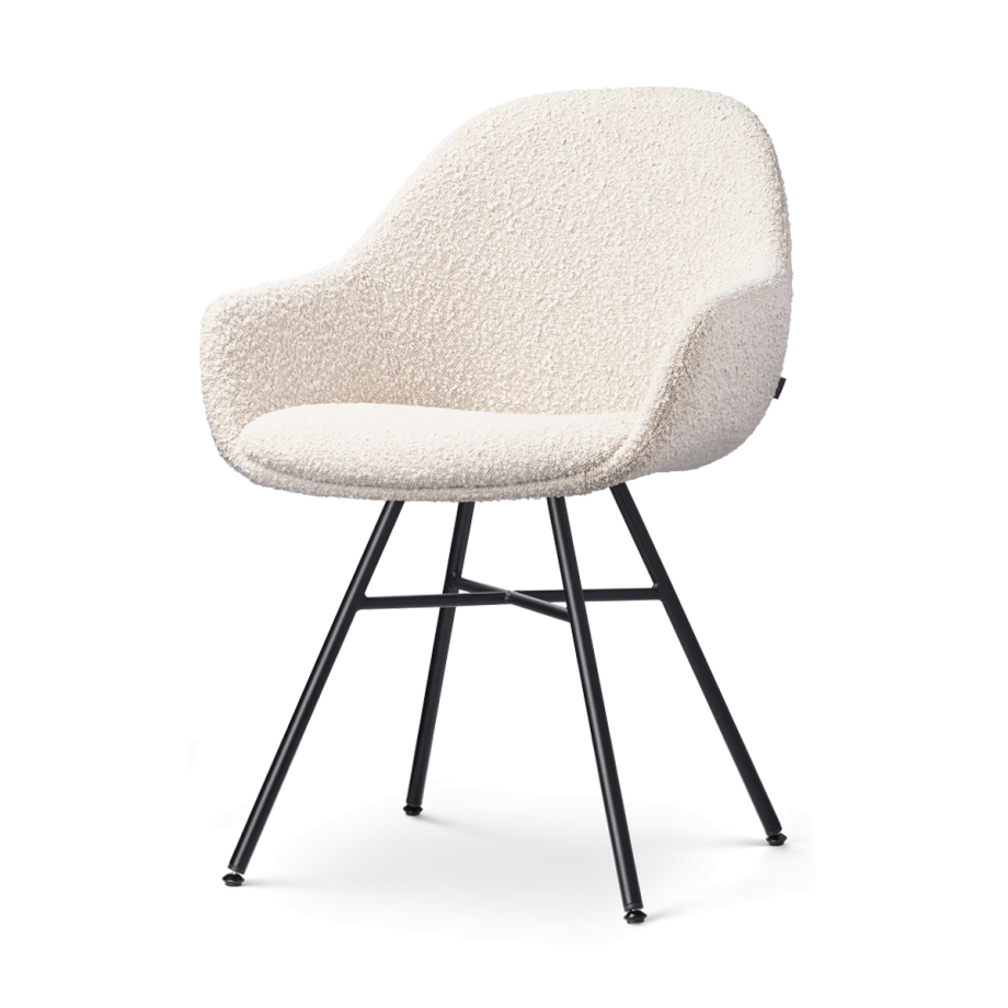 Noa-Mae eetkamerstoel bouclé beige - zwart onderstel afbeelding 1