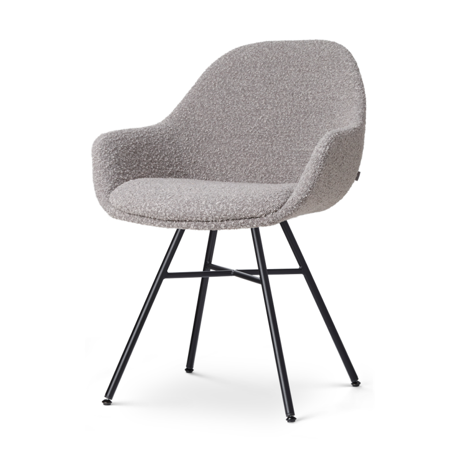 Noa-Mae eetkamerstoel bouclé taupe - zwart onderstel Noa-Mae eetkamerstoel bouclé taupe - zwart onderstel afbeelding 1