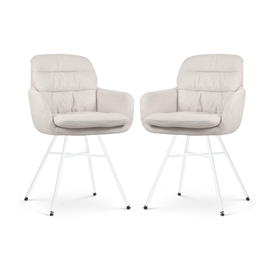 Noa-Mia eetkamerstoel beige - wit onderstel - set van 2 Noa-Mia eetkamerstoel beige - wit onderstel - set van 2 afbeelding 1