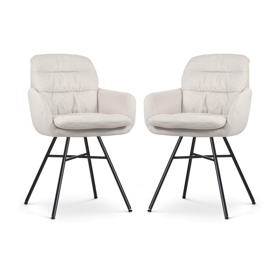 Noa-Mia eetkamerstoel beige - zwart onderstel - set van 2 Noa-Mia eetkamerstoel beige - zwart onderstel - set van 2 afbeelding 1