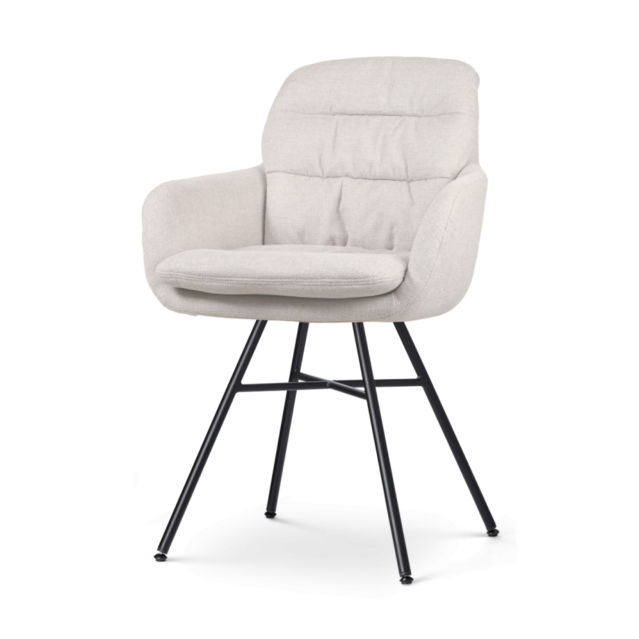 Noa-Mia eetkamerstoel beige - zwart onderstel afbeelding 1