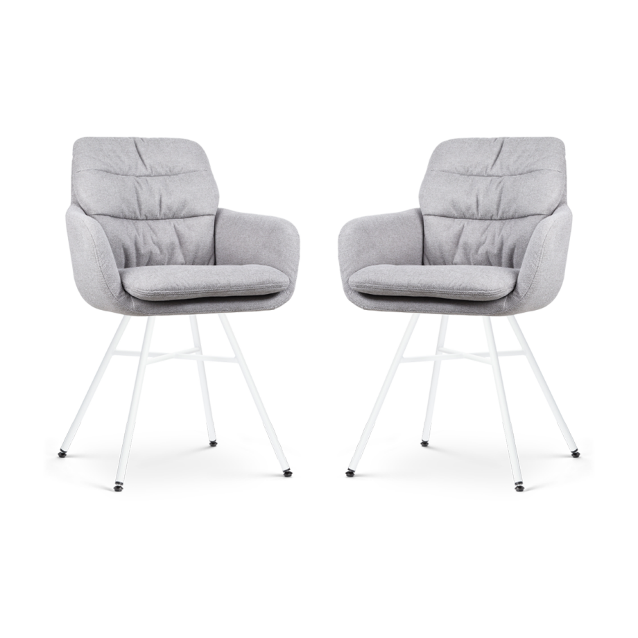 Noa-Mia eetkamerstoel grijs - wit onderstel - set van 2 Noa-Mia eetkamerstoel grijs - wit onderstel - set van 2 afbeelding 1