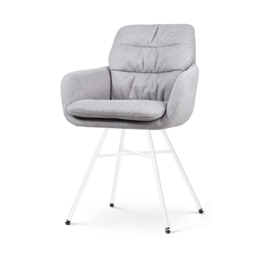 Noa-Mia eetkamerstoel grijs - wit onderstel afbeelding 1