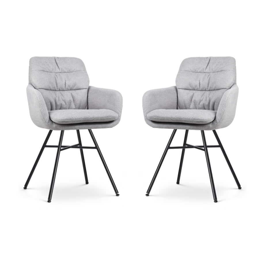 Noa-Mia eetkamerstoel grijs - zwart onderstel - set van 2 Noa-Mia eetkamerstoel grijs - zwart onderstel - set van 2 afbeelding 1