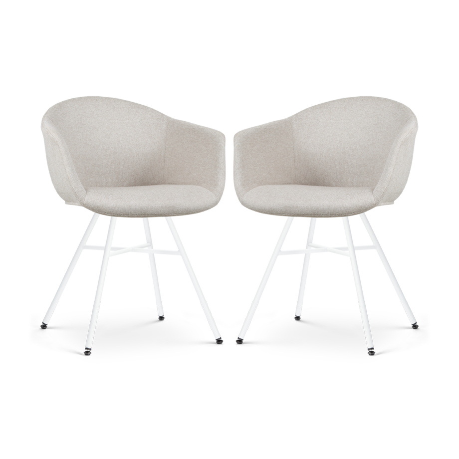Noa-Otis eetkamerstoel beige - wit onderstel - set van 2 afbeelding 1