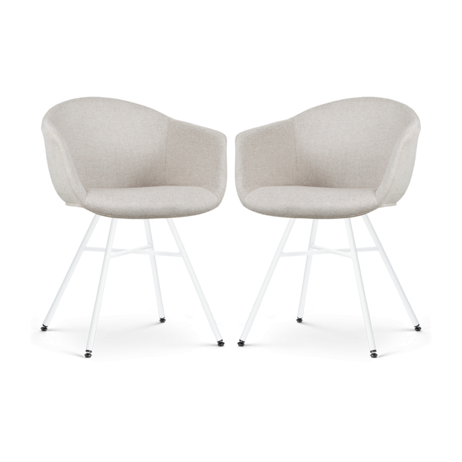 Noa-Otis eetkamerstoel beige - wit onderstel - set van 2 afbeelding 1