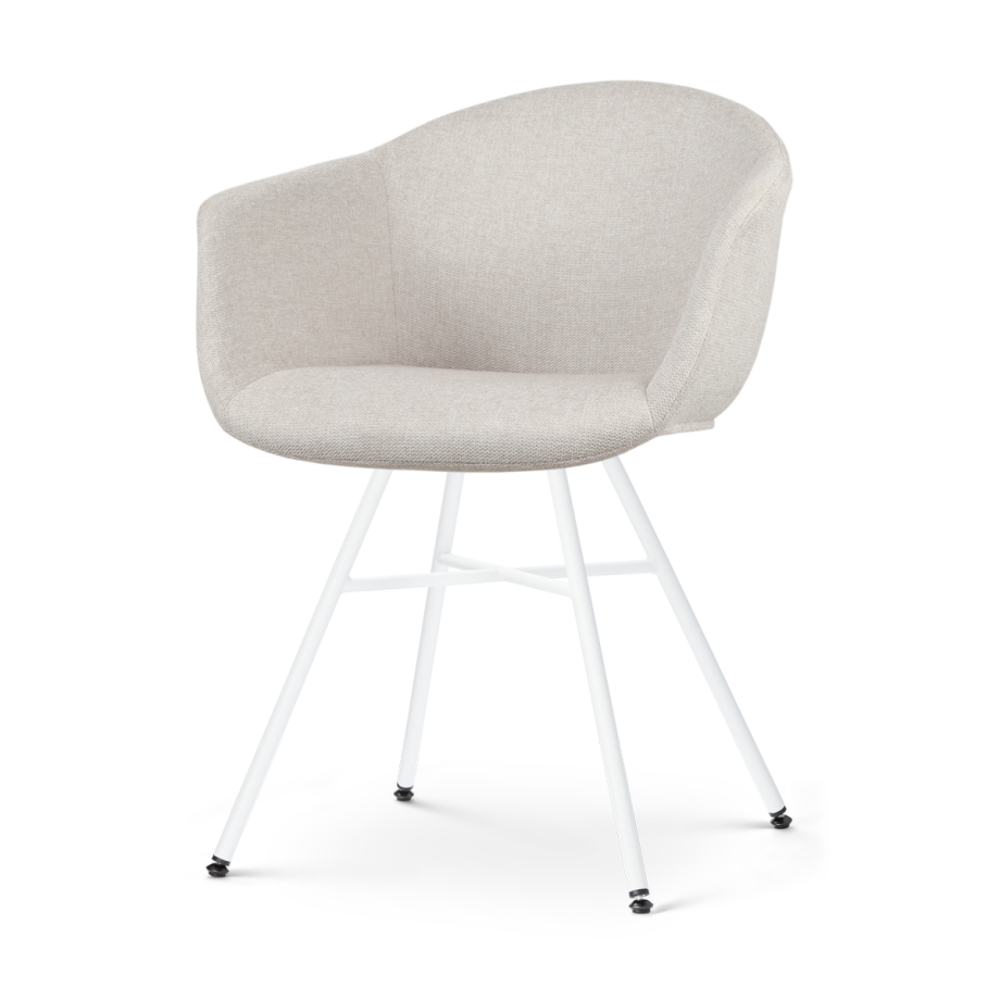 Noa-Otis eetkamerstoel beige - wit onderstel afbeelding 1