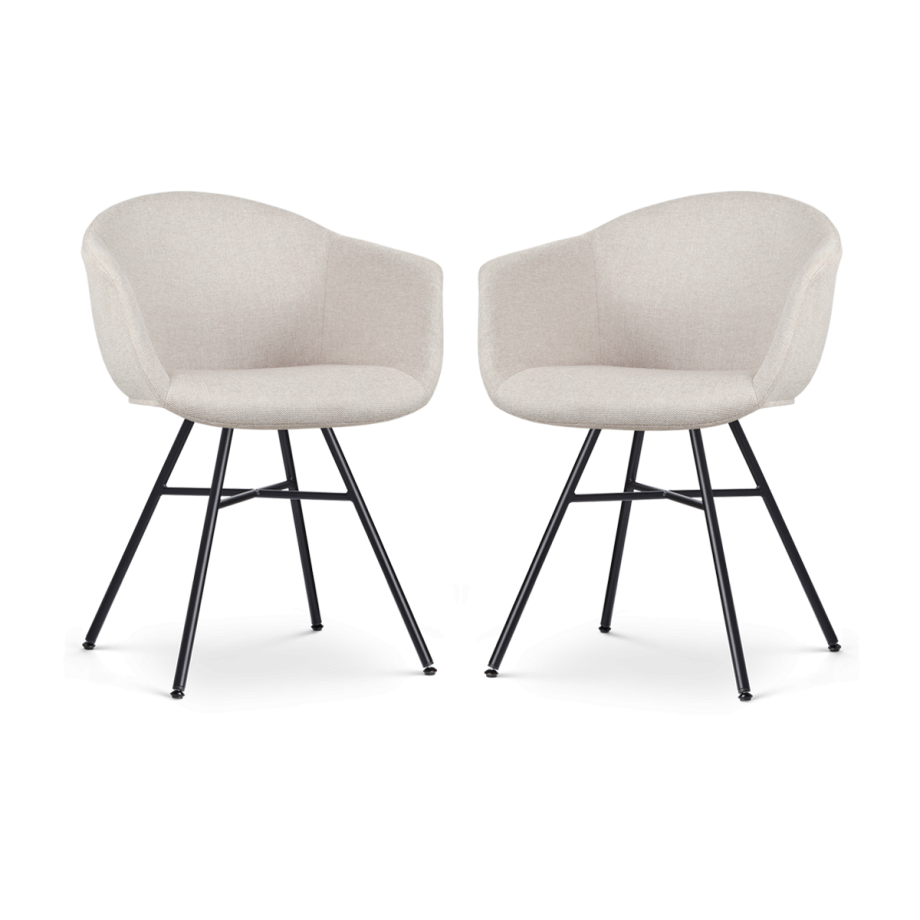 Noa-Otis eetkamerstoel beige - zwart onderstel - set van 2 afbeelding 1