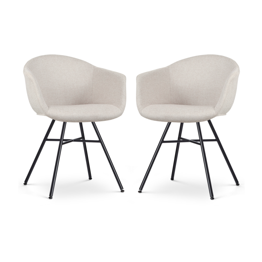 Noa-Otis eetkamerstoel beige - zwart onderstel - set van 2 Noa-Otis eetkamerstoel beige - zwart onderstel - set van 2 afbeelding 1