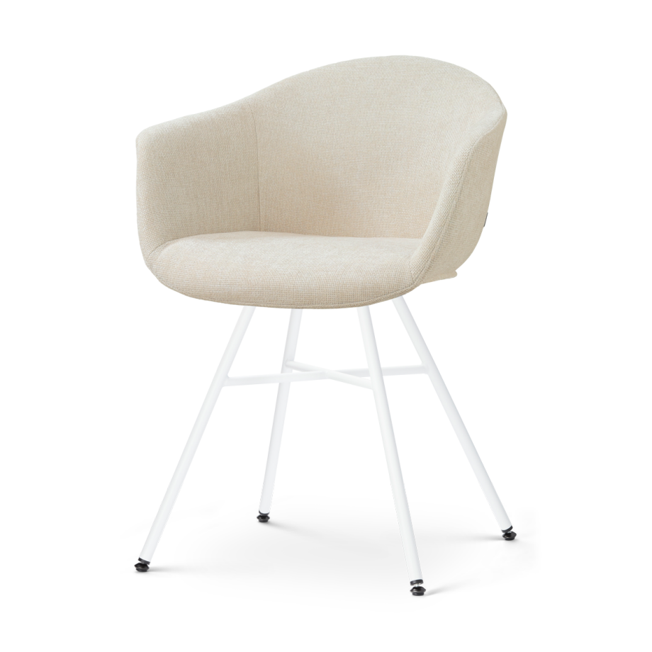 Noa-Otis eetkamerstoel cottonbeige - wit onderstel Noa-Otis eetkamerstoel cottonbeige - wit onderstel afbeelding 1