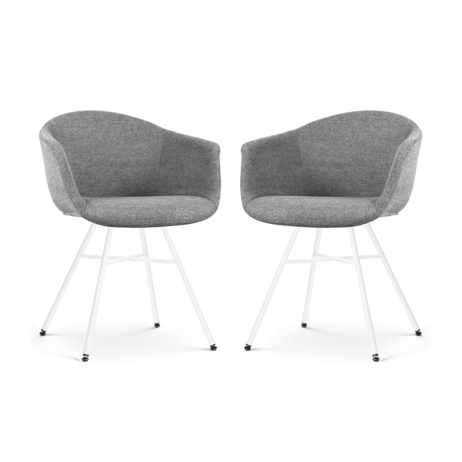 Noa-Otis eetkamerstoel donkergrijs - wit onderstel - set van 2 Noa-Otis eetkamerstoel donkergrijs - wit onderstel - set van 2 afbeelding 1