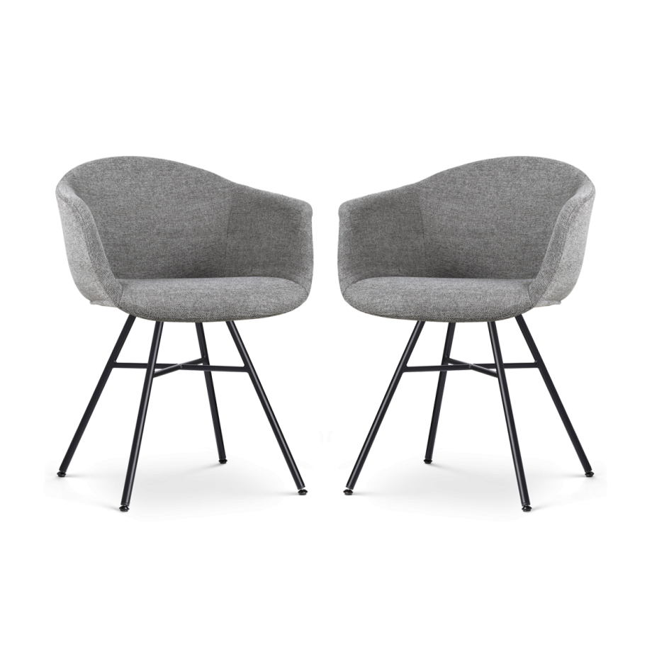 Noa-Otis eetkamerstoel donkergrijs - zwart onderstel - set van 2 afbeelding 1