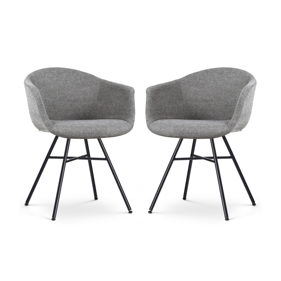 Noa-Otis eetkamerstoel donkergrijs - zwart onderstel - set van 2 afbeelding 1