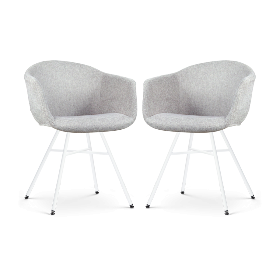 Noa-Otis eetkamerstoel lichtgrijs - wit onderstel - set van 2 afbeelding 1