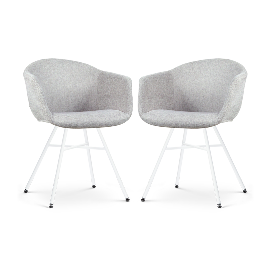 Noa-Otis eetkamerstoel lichtgrijs - wit onderstel - set van 2 Noa-Otis eetkamerstoel lichtgrijs - wit onderstel - set van 2 afbeelding 1