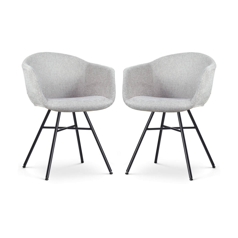 Noa-Otis eetkamerstoel lichtgrijs - zwart onderstel - set van 2 afbeelding 1