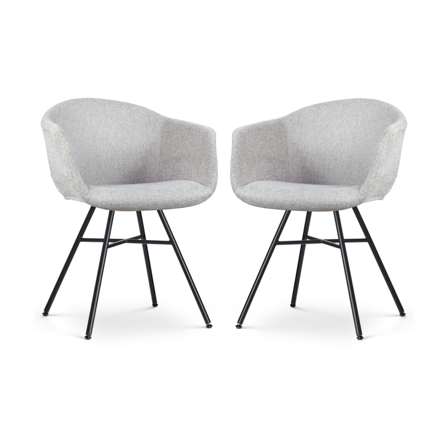 Noa-Otis eetkamerstoel lichtgrijs - zwart onderstel - set van 2 Noa-Otis eetkamerstoel lichtgrijs - zwart onderstel - set van 2 afbeelding 1
